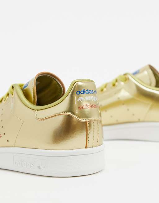 adidas Originals Stan Smith Pink And Gold Sneakers Women in White