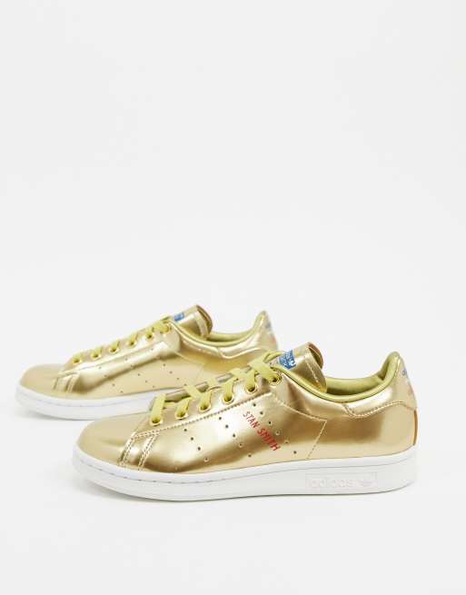 adidas Originals Stan Smith Pink And Gold Sneakers Women in White