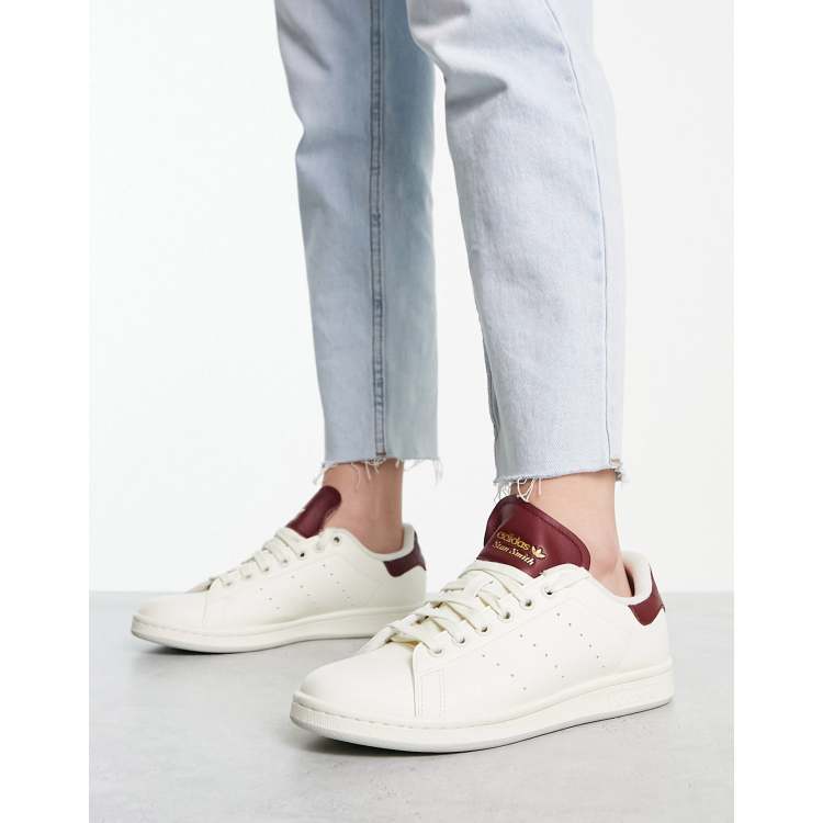 adidas Originals Stan Smith sneakers in off white with burgundy