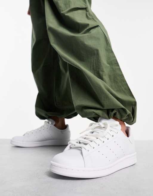 adidas Originals Strap Stan Smith sneakers in triple white - WHITE, ASOS