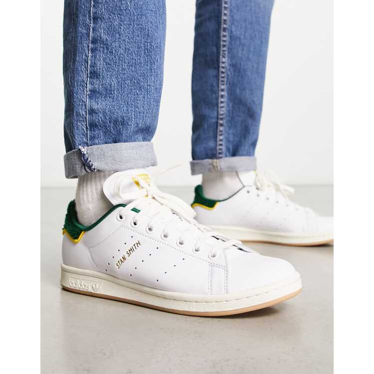 adidas Originals Stan Smith sneakers in white and green with gum sole