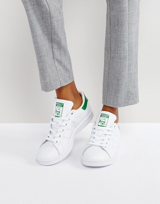 Stan Smith sneakers in white and green by Adidas Originals, available on asos.com for $80 Mila Kunis Shoes Exact Product 
