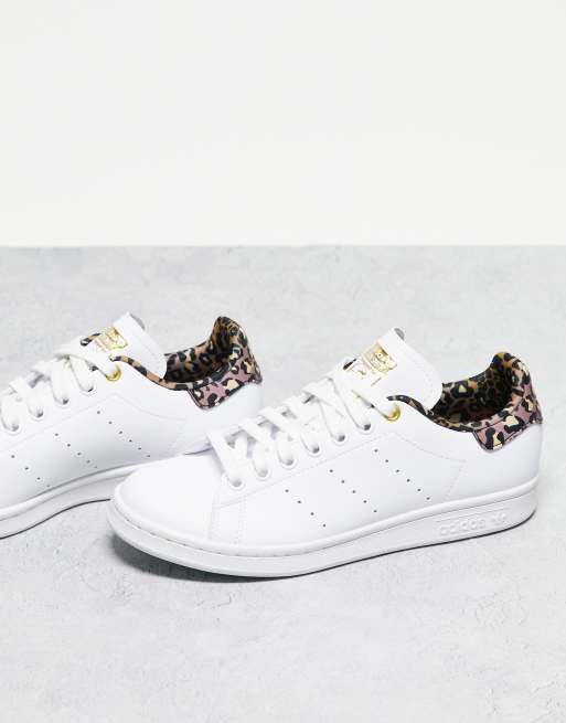 adidas Originals Stan Smith sneakers in white with leopard print