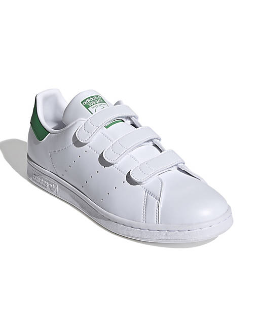 Orthodox Roeispaan Theoretisch adidas Originals Stan Smith - Sneakers in wit en groen met klittenband |  ASOS