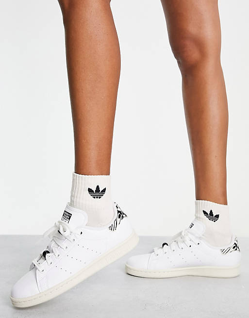 Brutaal kloon Bacteriën adidas Originals - Stan Smith - Sneakers in wit met hielstuk met zebraprint  | ASOS