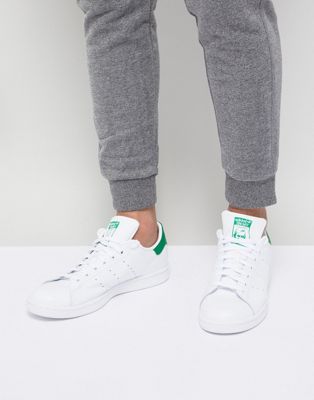 adidas originals white and green stan smith sneakers
