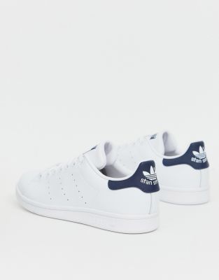 white and navy stan smith