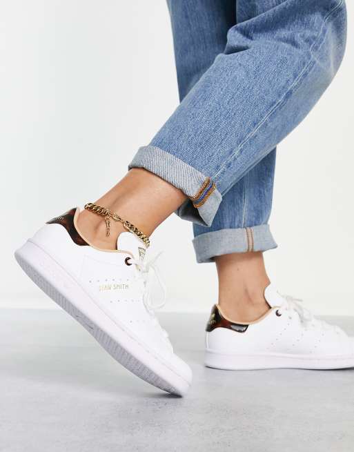 adidas Originals Stan Smith sneakers with tortoise detail in white