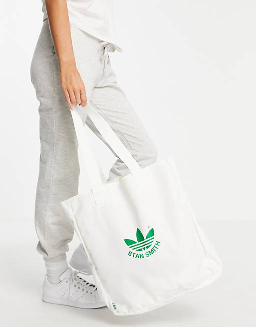 adidas Originals Stan Smith tote bag in off white