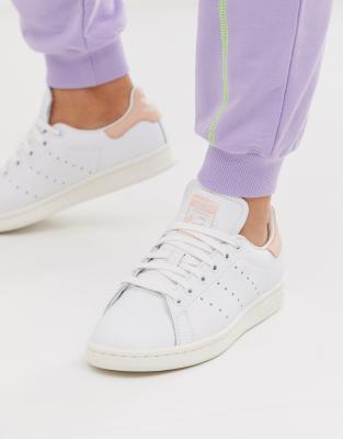 adidas originals stan smith trainers in white and pink