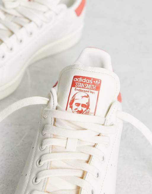 adidas Originals Stan Smith trainers in white and red