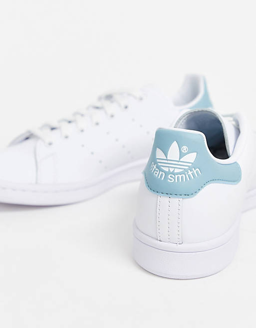 adidas Originals stan smith trainers in white with blue heel tab