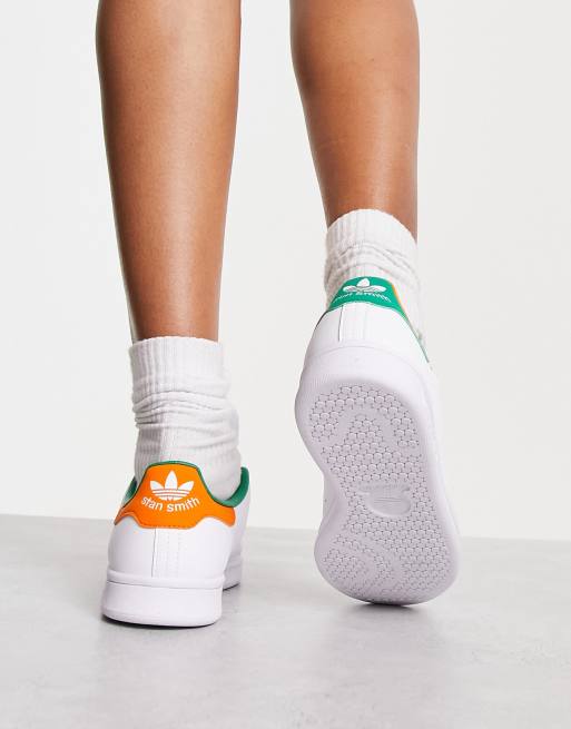 Men's adidas Originals Stan Smith Shoes White Orange