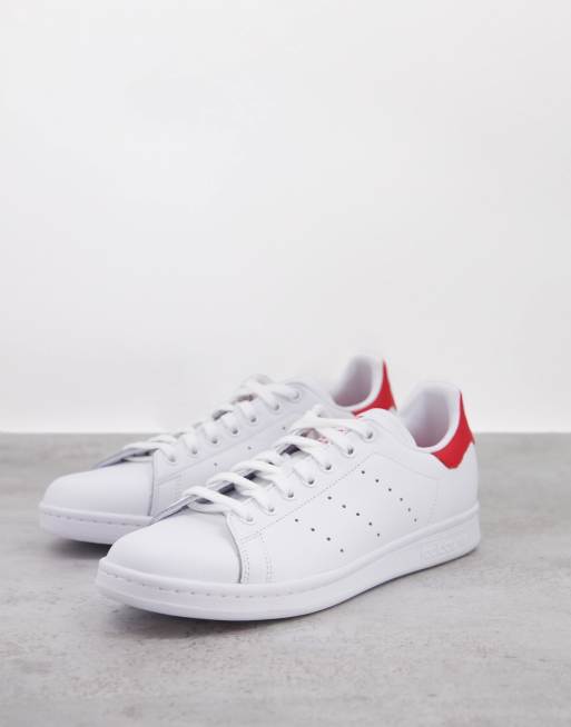 Stan smith red store and white