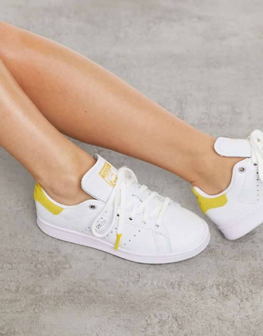 adidas Originals Stan Smith trainers with cord detail in white