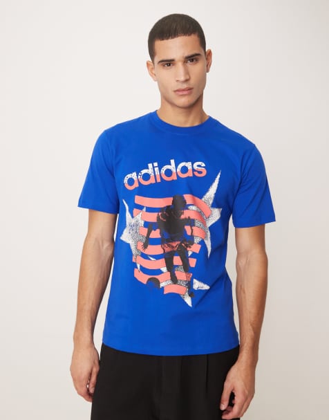 adidas Originals star graphic tee in blue - view 1