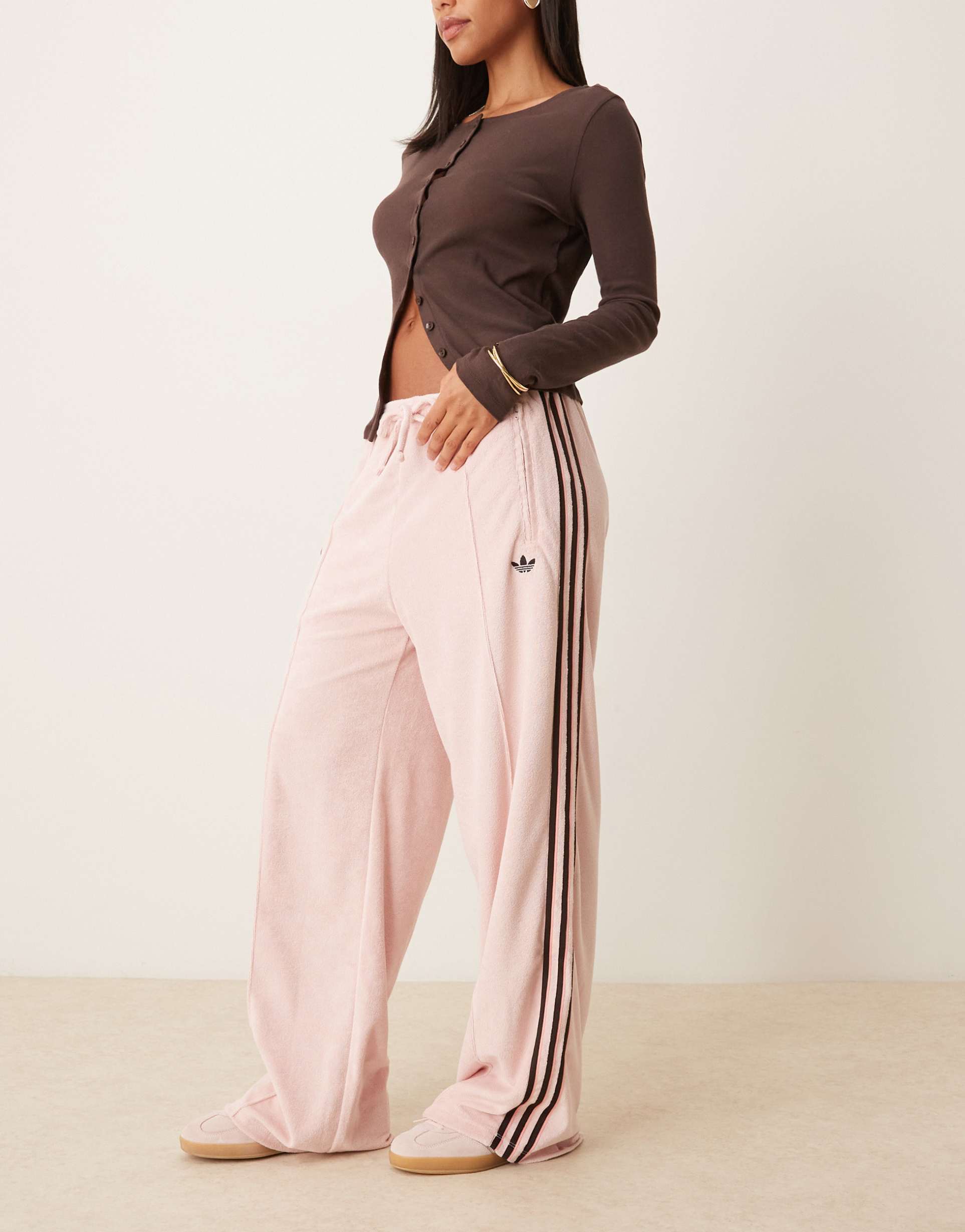 adidas originals straight leg pants in light pink