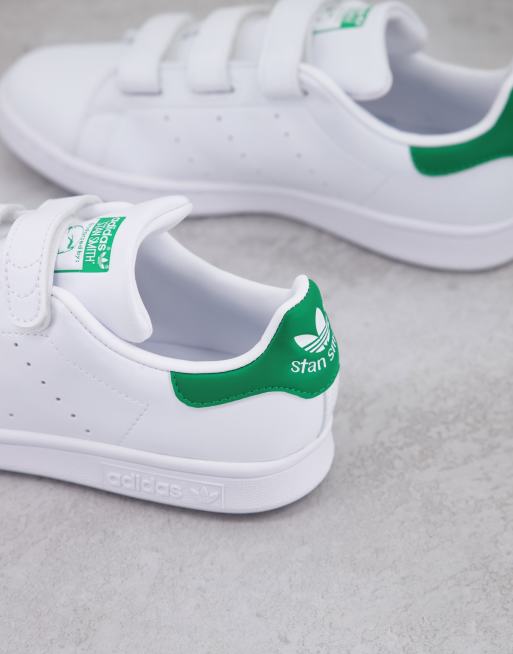 adidas Originals Strap Stan Smith sneakers in white and green
