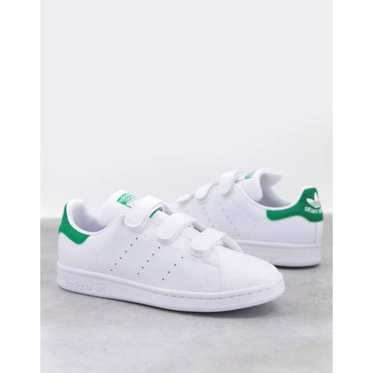 Adidas originals stan smith white outlet ostrich hook and loop trainers