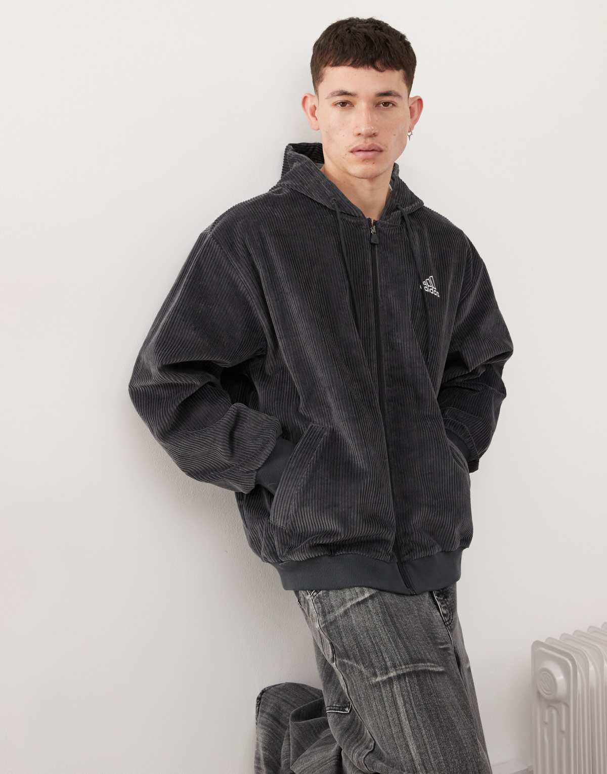 adidas Originals Street cord hoodie in grey