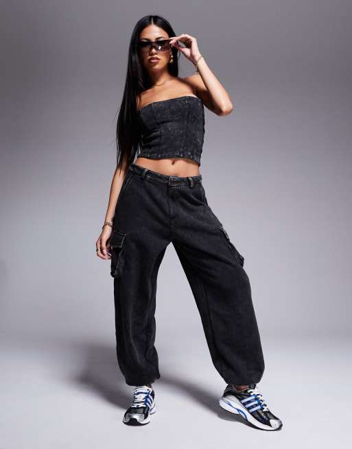 adidas Originals – Street – Czarne sprane bojówki