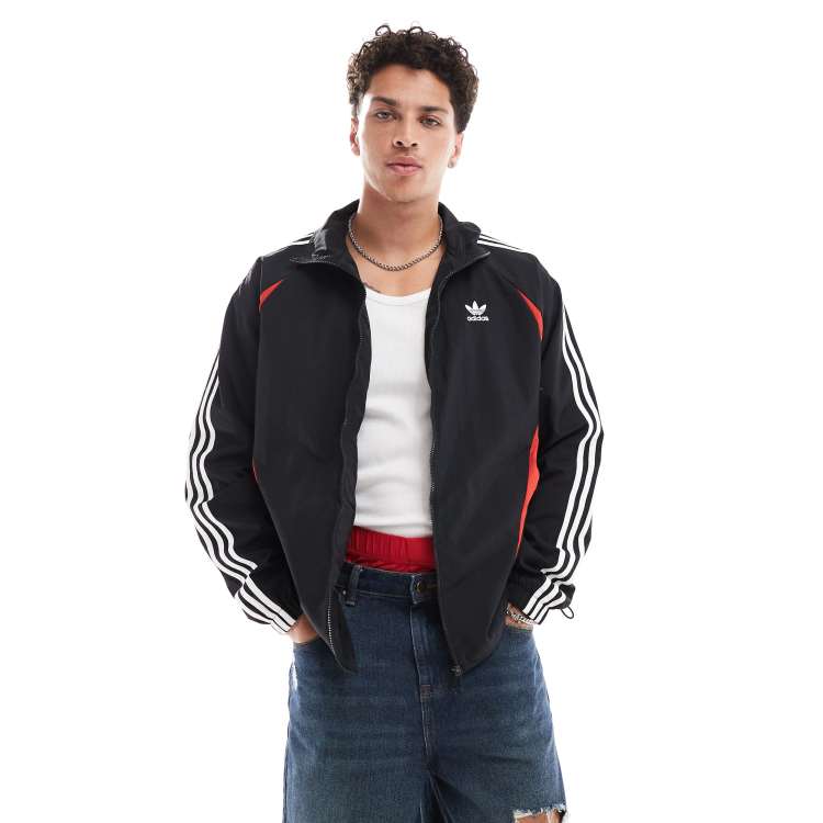 adidas Originals Street track jacket in black and red