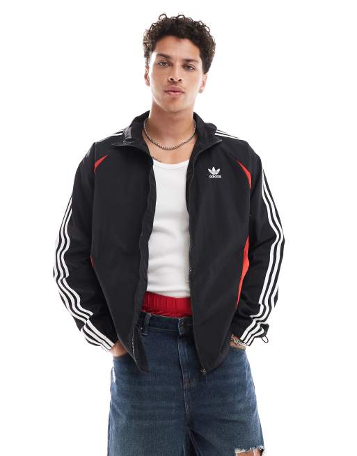 adidas Originals Street track jacket in black and red