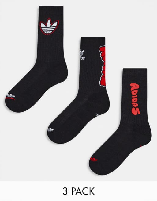 adidas Originals Street unisex 3-Pack Crew socks in black