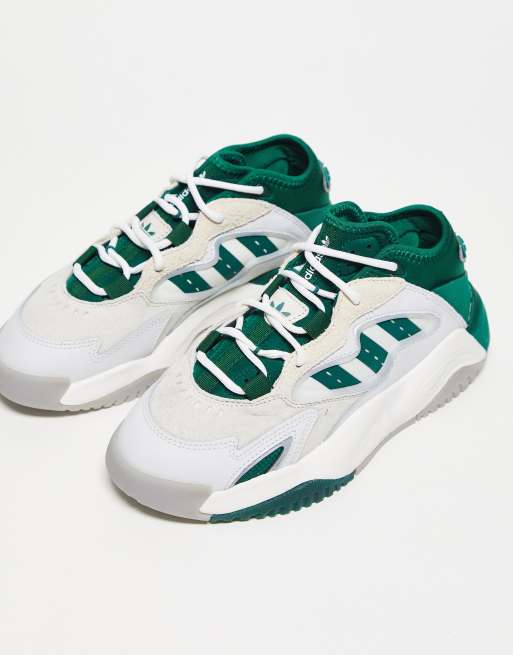 Adidas white & on sale green streetball shoes