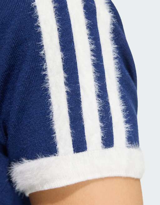 adidas Originals – Strick-T-Shirt in Dunkelblau/Weiß, 2 von 4