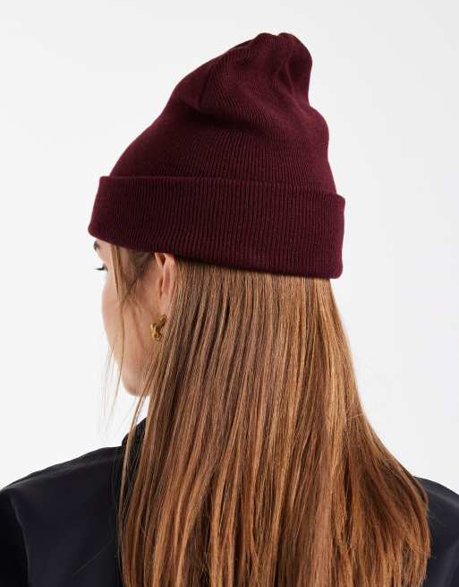 adidas Originals – Strickmütze in Burgunderrot mit Dreiblatt-Logo, 2 von 3