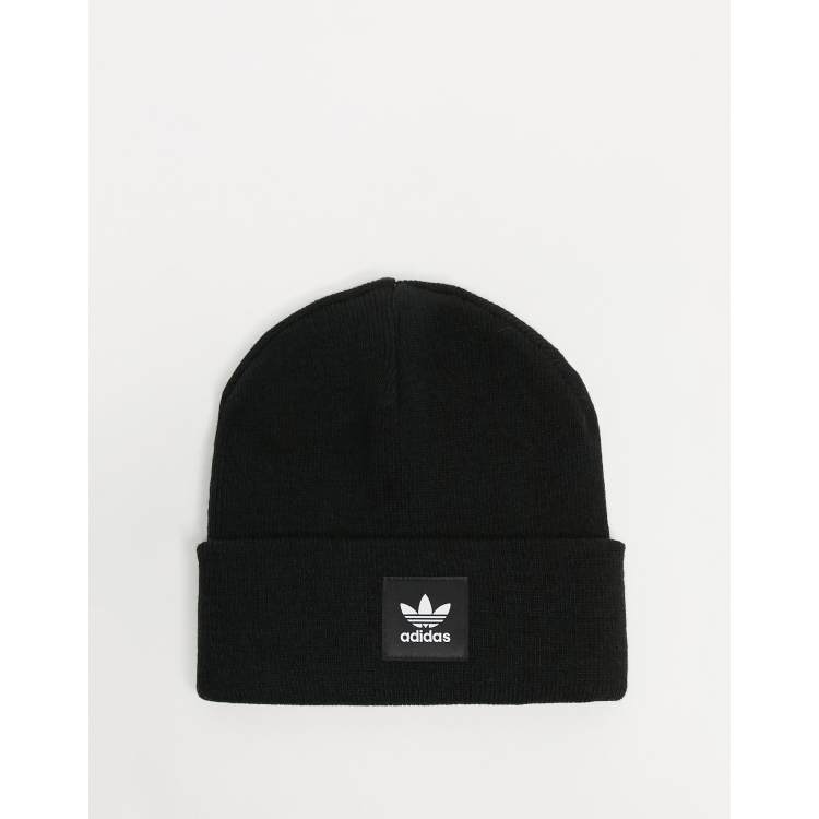 adidas Originals Strickmutze mit Dreiblatt Logo in Schwarz