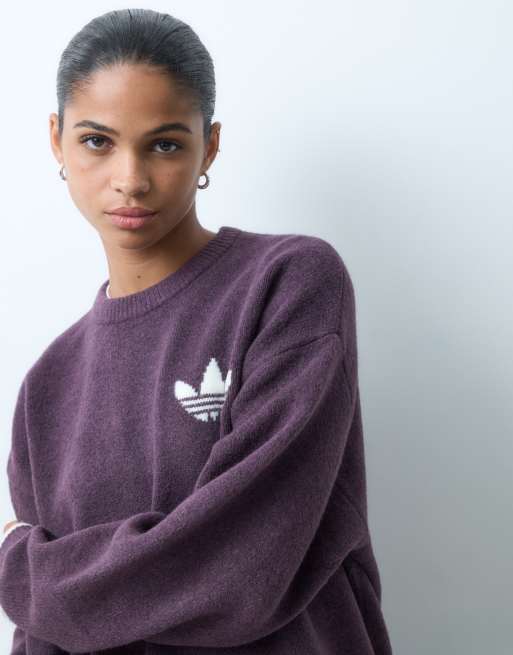 adidas Originals Strickpullover in Burgunderrot und Cremeweiß, 2 von 4