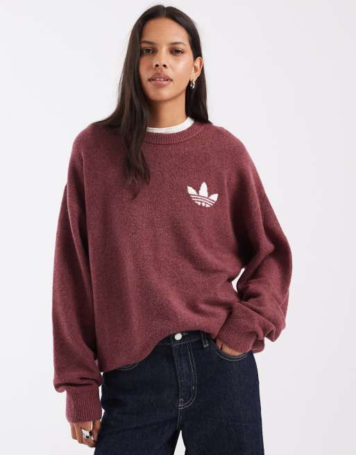 adidas Originals Strickpullover in weichem Burgunderrot, 2 von 4