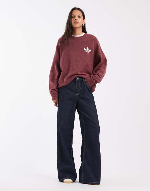 adidas Originals Strickpullover in weichem Burgunderrot, 4 von 4
