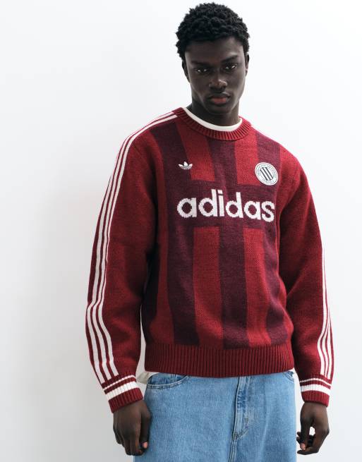adidas Originals Strickpullover mit Rundhalsausschnitt in Burgunderrot, 2 von 5