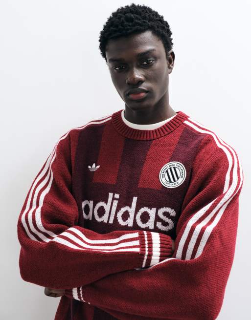 adidas Originals Strickpullover mit Rundhalsausschnitt in Burgunderrot, 4 von 5