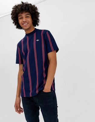 adidas Originals Stripe T-Shirt With High Neck Navy DU7847 | ASOS