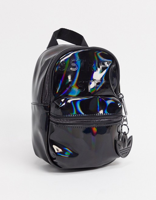adidas Originals stripe text mini backpack in black | ASOS