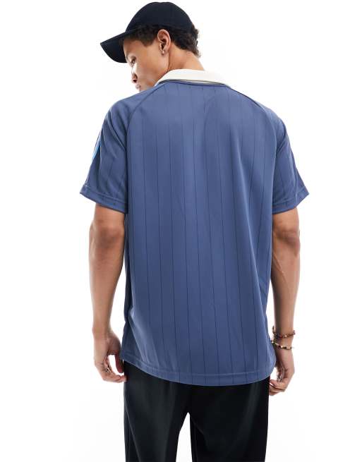 adidas Originals striped jersey polo shirt in blue ASOS