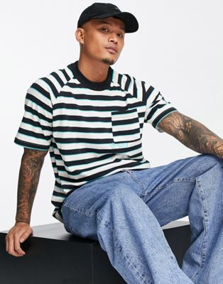 adidas Originals striped pocket t-shirt in black and white