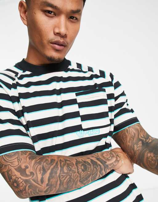 Adidas black and outlet white striped shirt