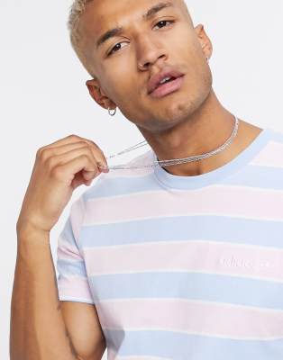 adidas Originals striped t-shirt in pink and blue