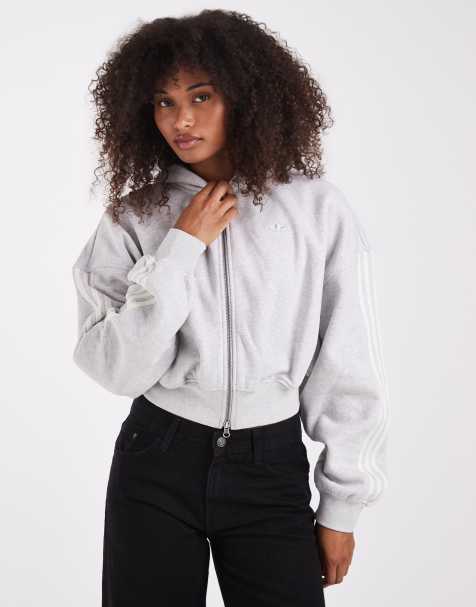 adidas Originals sudadera con capucha Signature de cremallera completa en gris - view 1