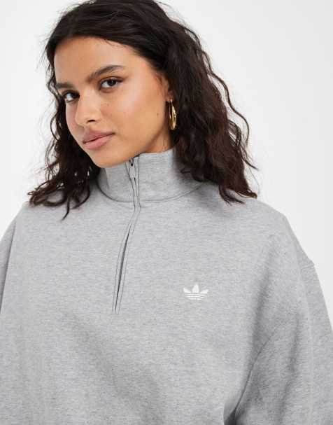 adidas Originals - sudadera esencial con media cremallera en gris - view 1