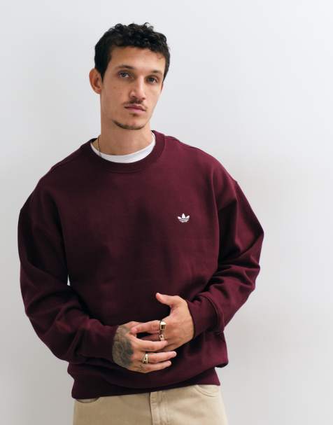 adidas Originals - Sudadera holgada con cuello redondo en granate - view 1