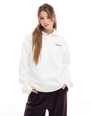 Adidas Originals Suede Sweatshirt In Off White