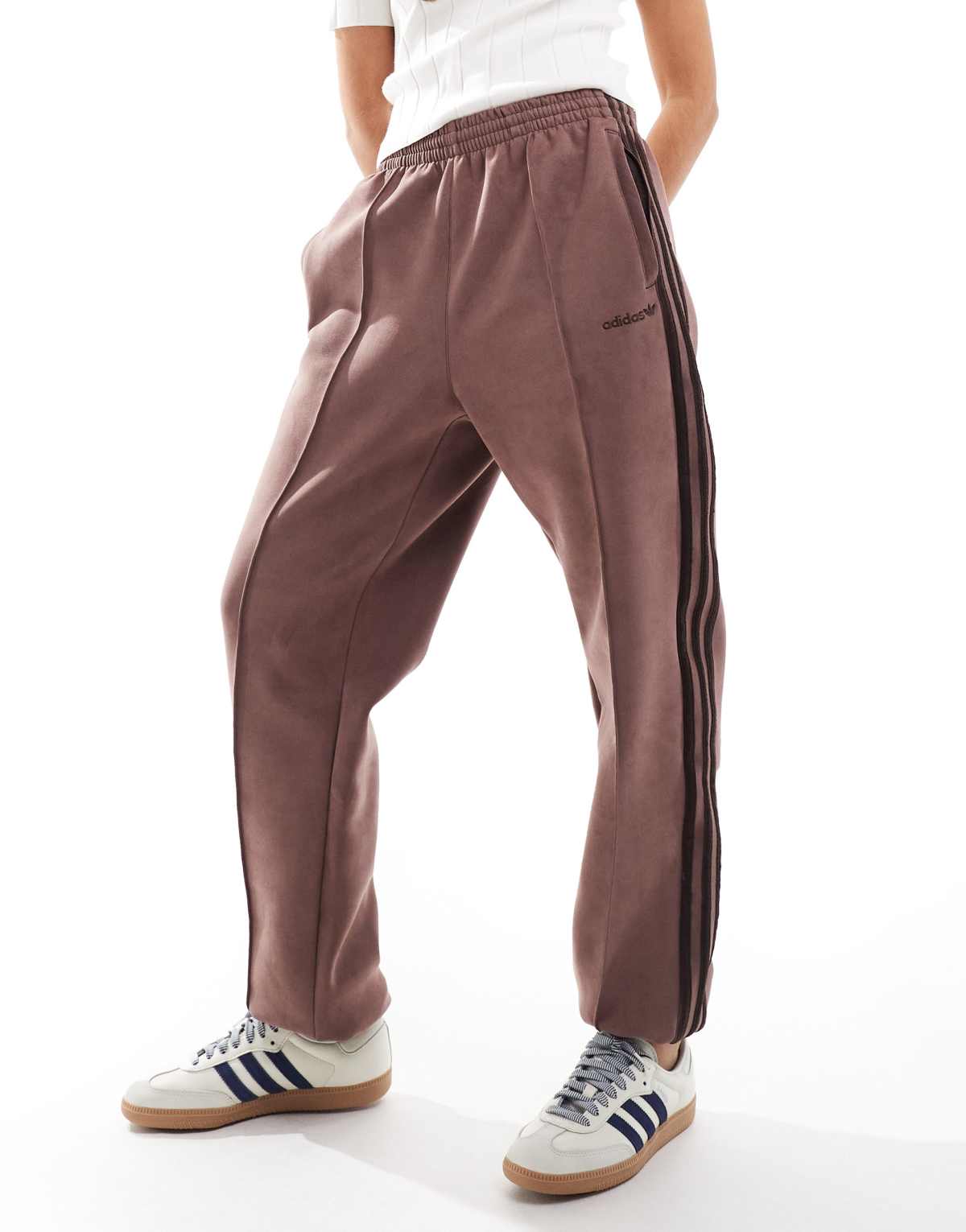 adidas Originals suede track pant in brown