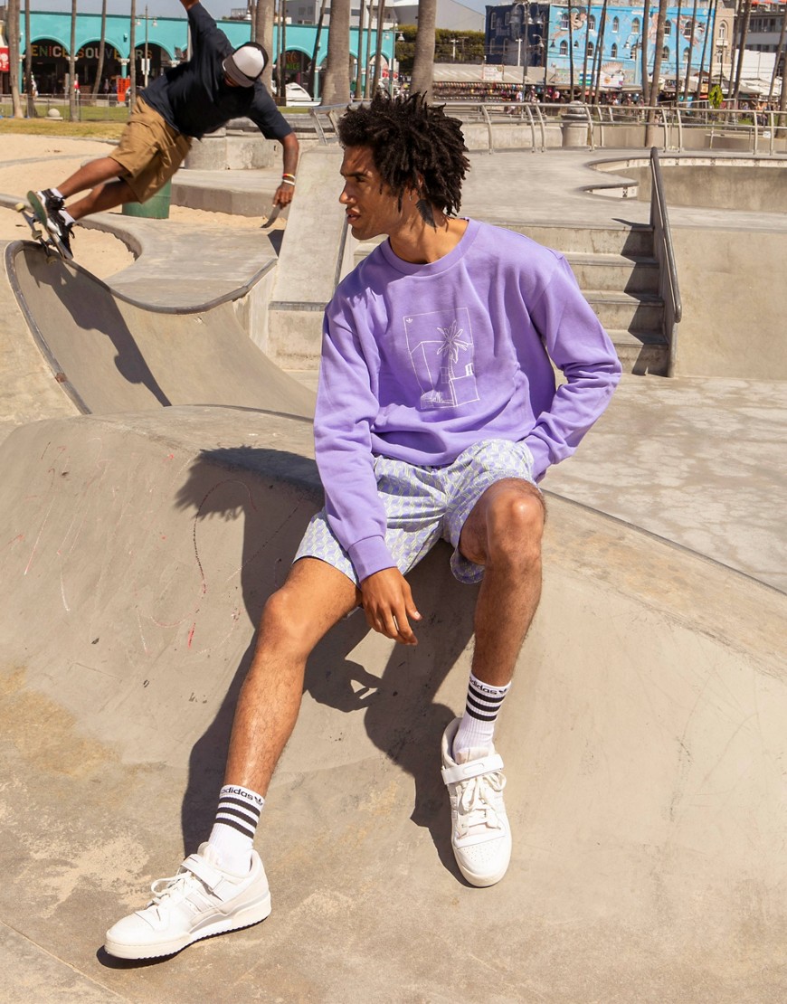 Adidas Originals 'summer Club' Hand Drawn Graphic Oversized Sweatshirt In Lilac-purple