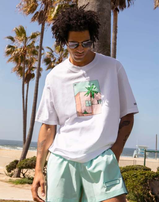 adidas Originals 'Summer Club' hand drawn graphic t-shirt in white | ASOS